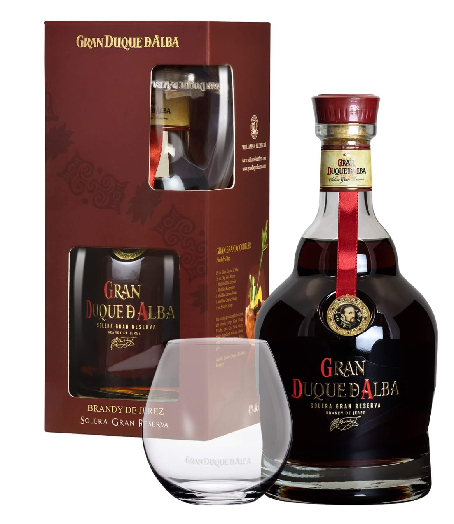 Brandy 0,7 D\'Alba Liter mit Gran Glas Duque Geschenkset in