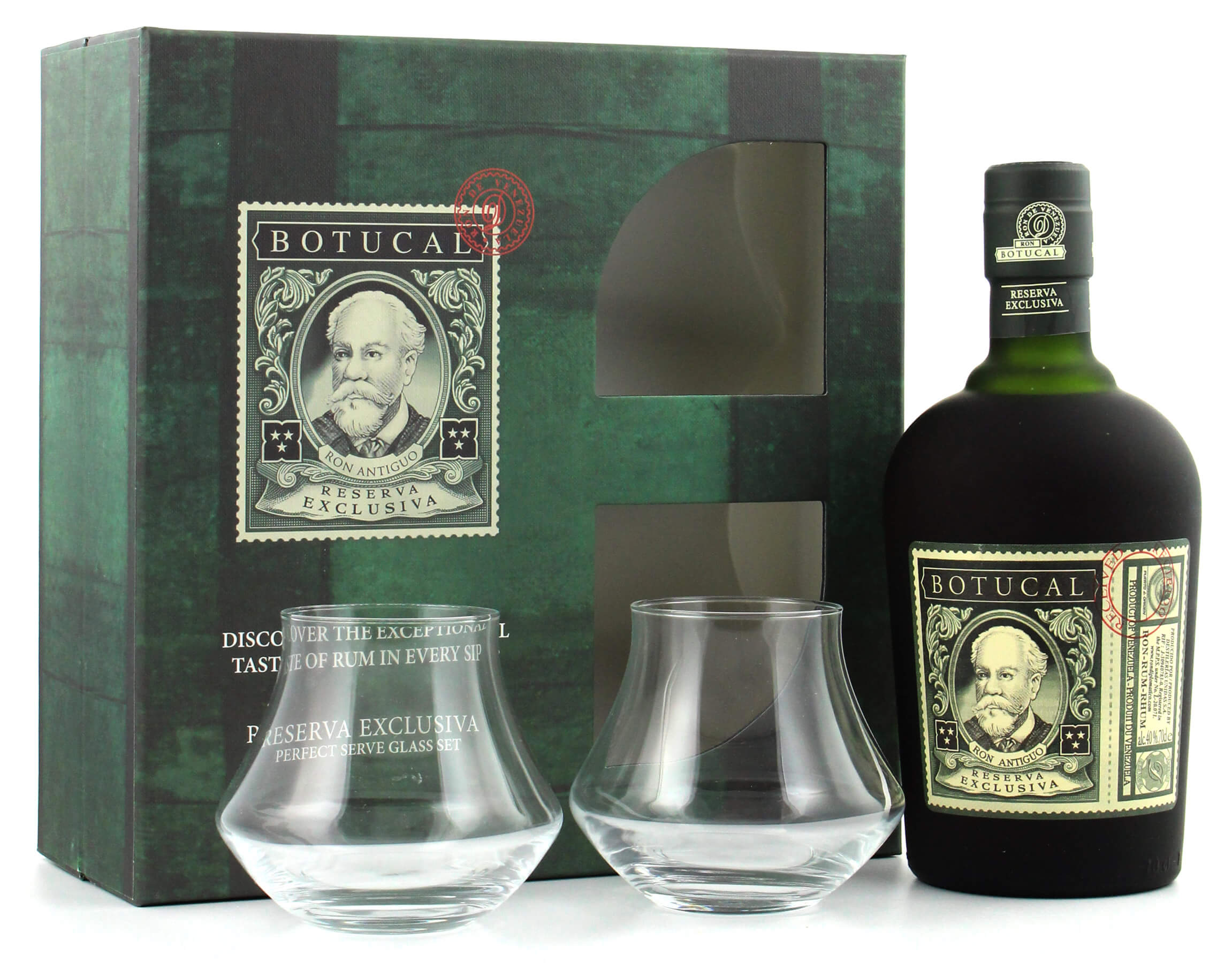 Gläsern mit Geschenkset Botucal Rum Exclusiva 2 Reserva