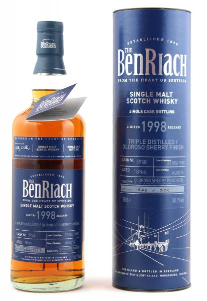 BenRiach 18 Jahre 1998 Oloroso Sherry #5958 0,7 Liter
