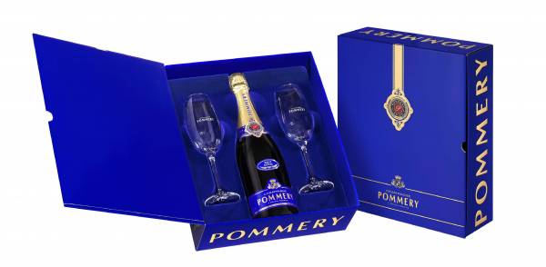 Pommery Brut Royal Champagner 0,75 Liter Geschenkset mit 2 Gläsern