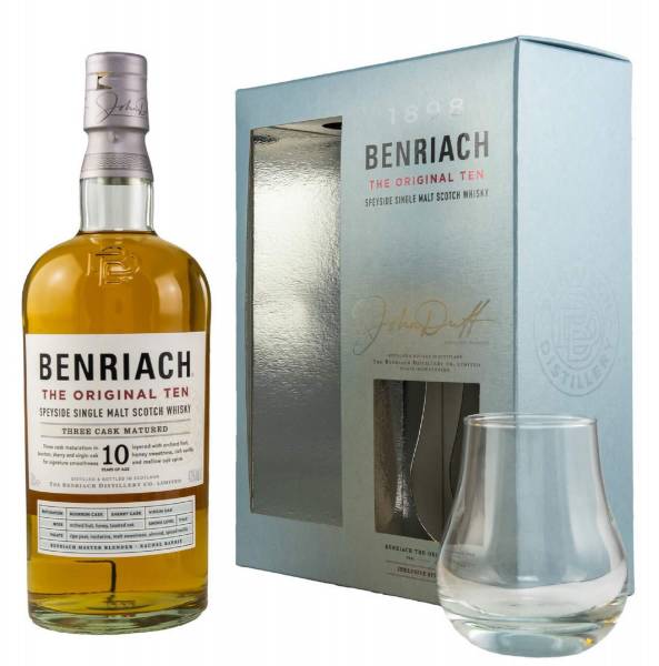 BenRiach THE ORIGINAL TEN Single Malt Scotch Whiskey in Geschenkpackung mit Glas 0,7 Liter