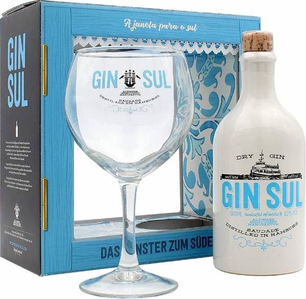 Gin Sul Geschenkset mit Glas Dry Gin 0,5 Liter