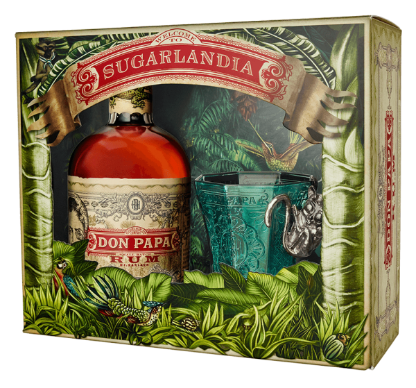 Don Papa Rum 0,7 Liter - Sugarlandia Geschenkset mit Glas